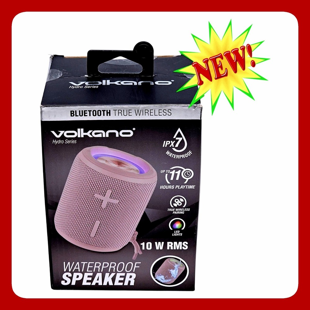 Volkano Pink Hydro Wireless Bluetooth Waterproof Speaker NWT Pastel‎ Outdoor